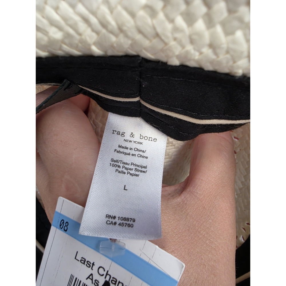 NWT New Rag & Bone Straw Hat Women's Nordstrom L Large Off White Cream - Picture 6 of 8